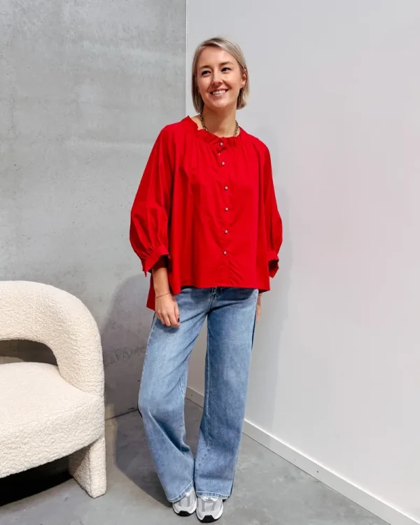 By Lenz Tops | YUNA PUFF BLOUSE - RED