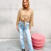 By Lenz Tops | ZITA KNOT BLOUSE - CAMEL